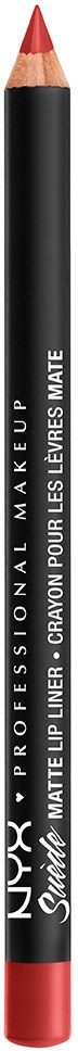 En svart och röd makeup-penna med vit text, märkt som en matt läppennan av NYX Professional Makeup.