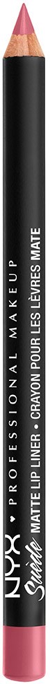 En svart och rosa läppennspenna med vitt text, märkt NYX Professional Make Up, Matte Lip Liner, för matta läppar.