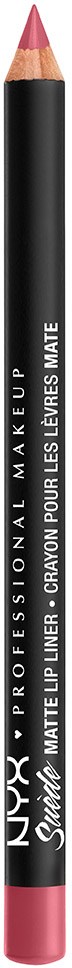 Ein schwarzer Lipliner mit rosa Spitze, mit der Aufschrift 'NYX PROFESSIONAL MAKE UP' und 'MATTE LIP LINER' in Weiß.