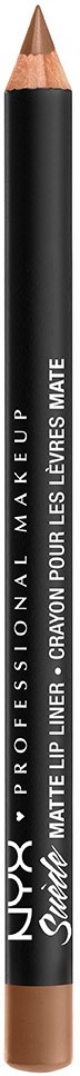 Ein schwarzer Lippenkonturenstift mit brauner Spitze, Marke NYX, für Make-up.