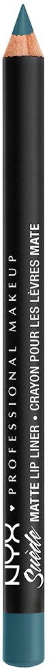 En svart eyeliner-penna med spets i teal och vit text, märkt NYX professionell ögonmakeupprodukt.