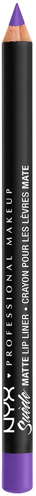 En svart och lila läppkonturpenna från NYX Professional Makeup för läppar, matt finish.