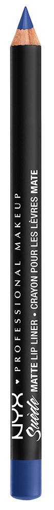 En svart eyelinerpenna med blå spets och vitt text, tillverkad av NYX, för makeup. Den är märkt "Styling Matte Liner".