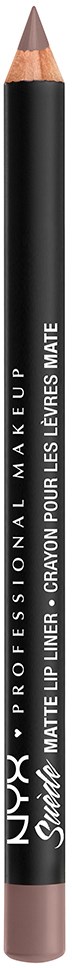 Lång svart penna med rosa färg i botten, märkt NYX Professional Makeup Smooth Matte Lip Liner.