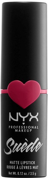 NYX matt läppstift i svart förpackning med ett rosa hjärta och vit text.