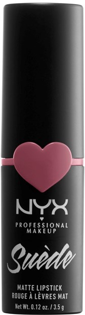 Black lipstick tube with a pink heart, NYX logo, and product name in white. Matte finish lipstick.