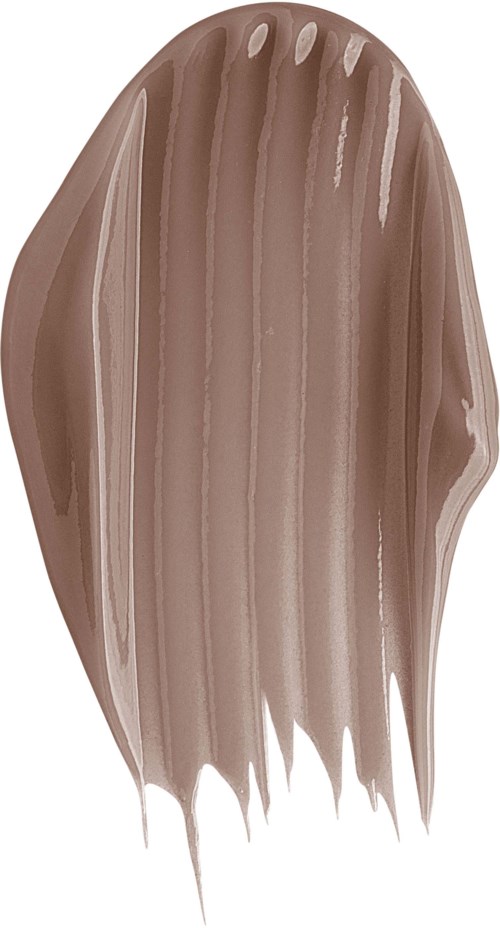 A brush stroke of brown nail polish with lighter streaks, shaped like a teardrop.