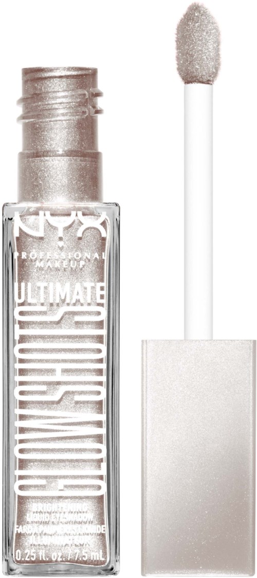 Eine klare Flasche Lippen Gloss mit einem weißen Applikator daneben.