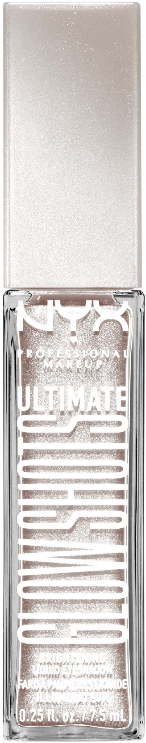 Ein klarer Lipgloss mit silberner Kappe, beschriftet 'Ultimate' und 'Lip Shine'.