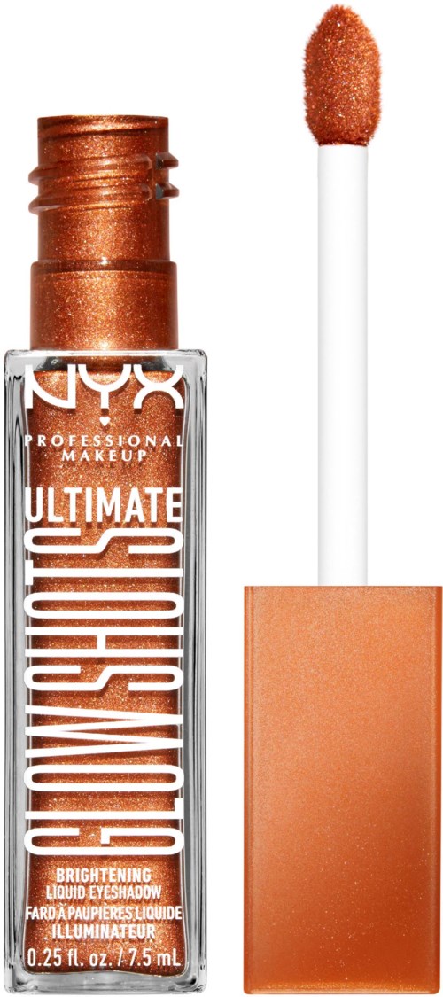 En flytande ögonskugga med applikator, märkt NYX Ultimate Brightening. Produkten är orange-brun.