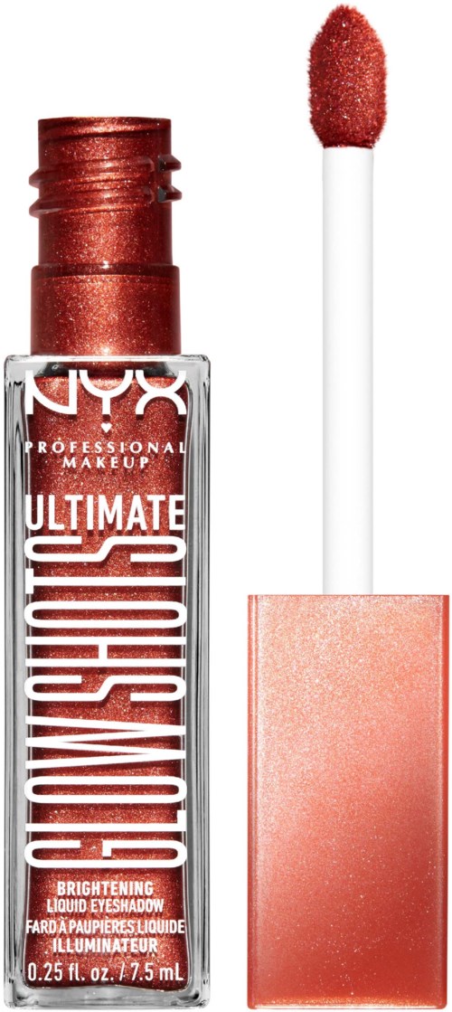 Rood lipgloss of vloeibare lippenstift met applicator en glanzende metallic deksel.