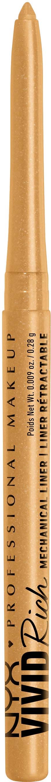 En beige makeup-penne med svart tekst, designet for å fremheve eller skjule. Den har en slank, spiss tupp.