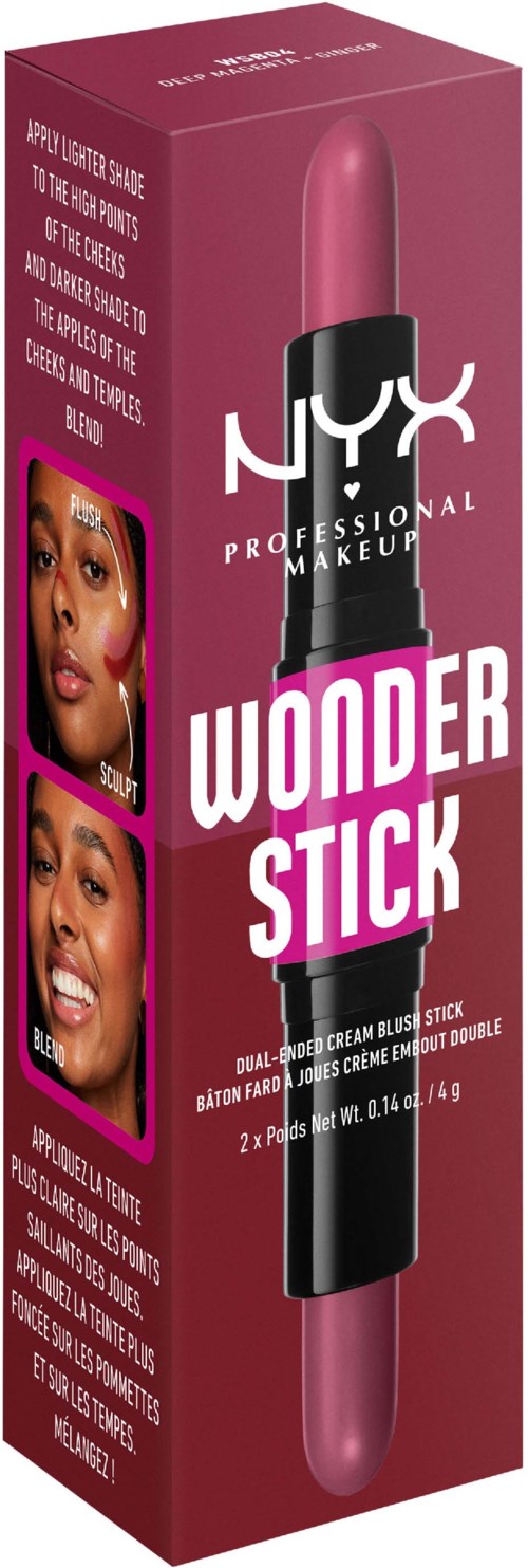 Eine Packung NYX Wonder Stick Concealer und Highlighter mit Produktbild und Make-up-Anweisungen auf der Verpackung.