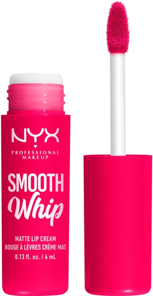 Rosa NYX Lippencreme mit Applikator. Sie ist als Smooth Whip Matte Lip Cream beschriftet.