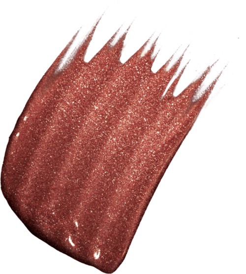 Ein funkelnder, rot-goldener Make-up-Pinselstrich oder -fleck mit gezackten Kanten und glitzernden Details.