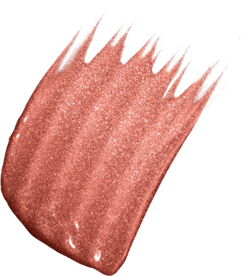 Ein Farbmuster von glitzerndem, rosafarbenem Nagellack mit ungleichmäßigen, gezackten Rändern oben.