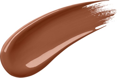 En provstryk av ljusbrun flytande makeup med glansig yta och slät textur.