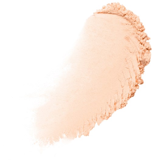 A soft, peach-colored powder is spread out with some powder clumped on one side.
