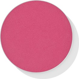 Een ronde, roze make-up blush of poeder met een glad oppervlak.