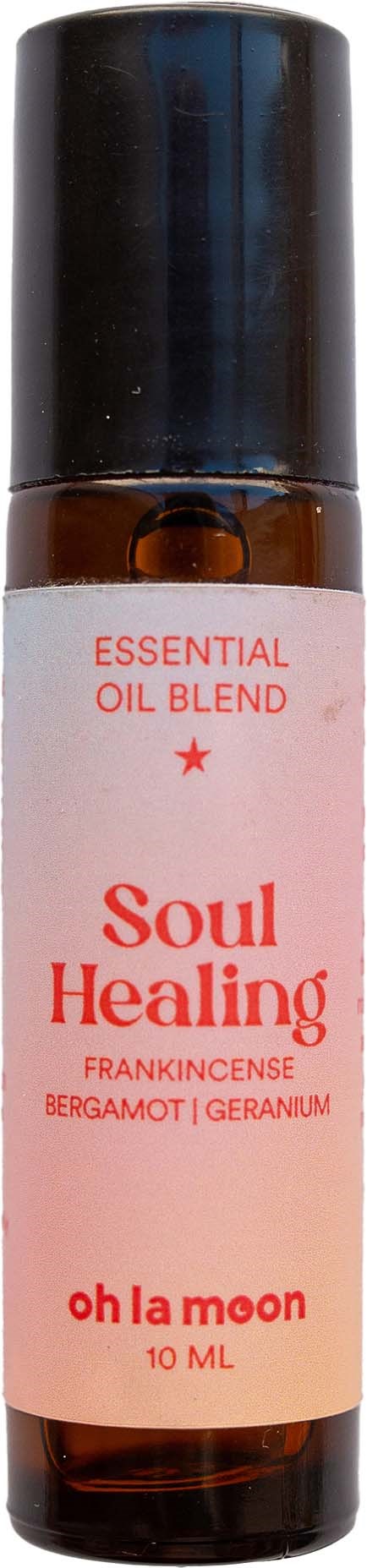 Pieni pullo nimeltä 'Soul Healing' sisältäen eteerisen öljyseoksen, frankincense, bergamot ja geranium.