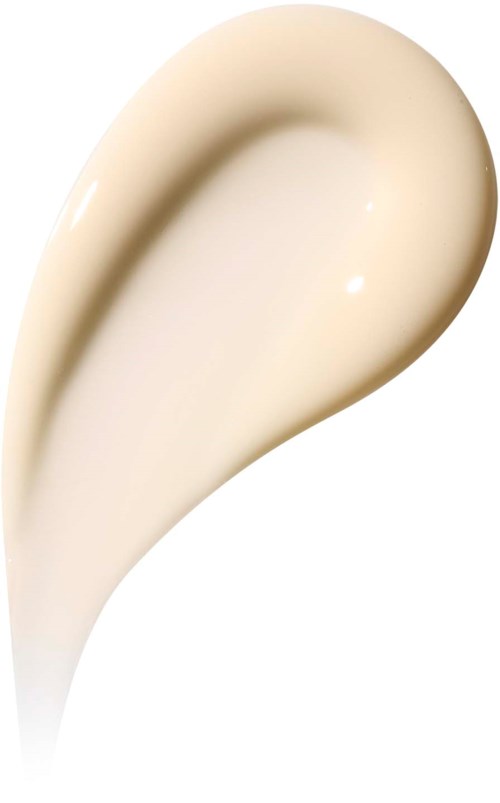 Een druppel witte crème of lotion met een gladde, glanzende oppervlakte en een gebogen vorm.