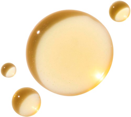 Vier gouden belletjes van verschillende groottes drijven op een witte achtergrond.
