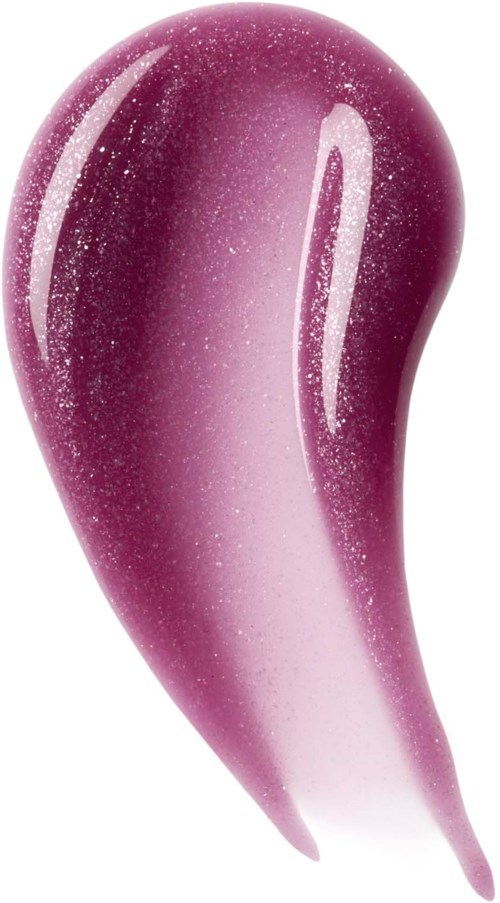 Ein rosa-weißer Glitzer-Nagellack in einer gebogenen Form.