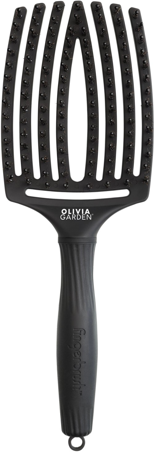 A black spatula with holes and the word "Olivia Garden" on the handle.