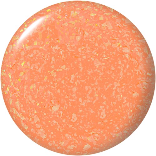 A round, orange object with yellow and lighter orange specks and a shiny spot, possibly a decorative ball or toy.
