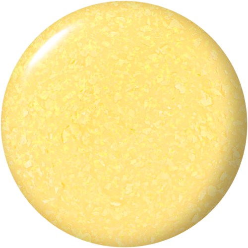 A yellow, round cheese wheel with a textured surface and a shine on the top left.