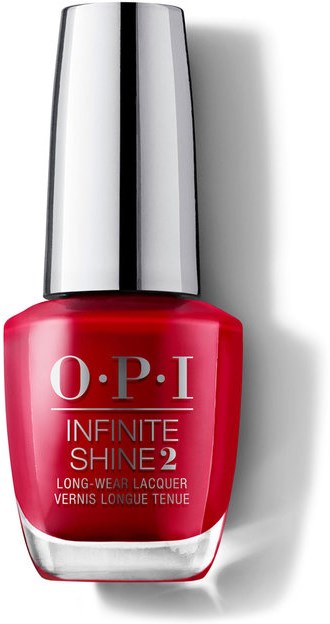 En ljusrosa nagellackflaska med silverhatt från OPI, märkt 'Infinite Shine 2'.