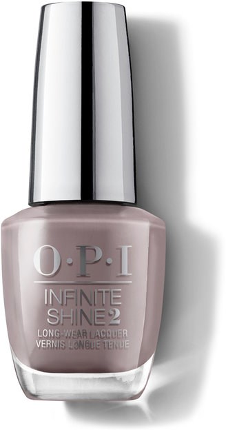 En nagellackflaska med silverkork och ljusrosa färg. Märke är O.P.I, kallad Infinite Shine 2.