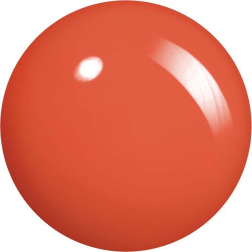 A shiny, round orange ball with a reflective white spot on its surface.