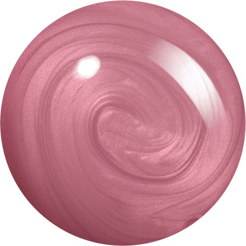 A pink marble with swirling patterns and a shiny reflection on the surface.