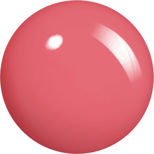 A pink ball with a shiny surface and a small white highlight.