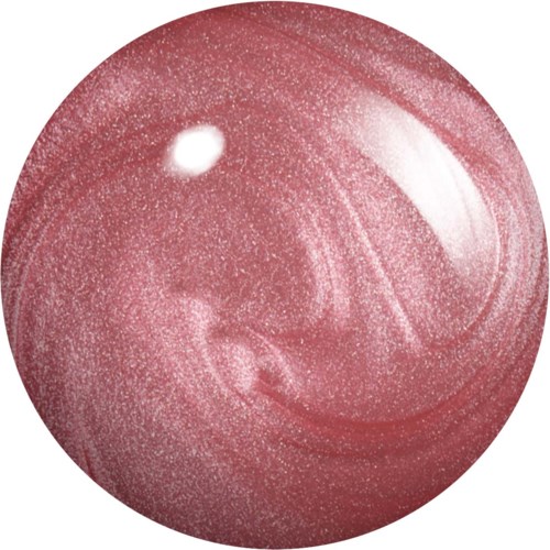 A shiny, pinkish glittery marble or sphere with a smooth surface and reflective highlights.