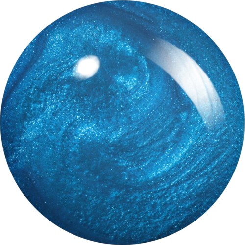 Blue circular object with a starry, galaxy-like pattern and a bright white spot at the top left.