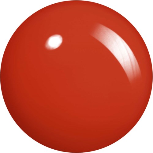 A shiny red ball with a bright reflection on its surface.