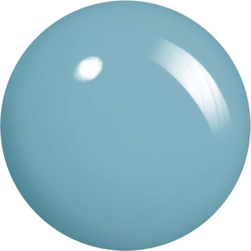 A shiny, light blue ball with a white reflection.