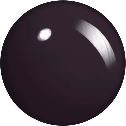 A shiny black spherical object with a bright reflection on its surface.