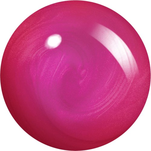 A shiny pink spherical object, possibly a ball. It has reflections and a smooth surface.