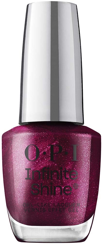 Pinkish-purple nail polish bottle with a silver cap, labeled 'O.P.I Infinite Shine'.