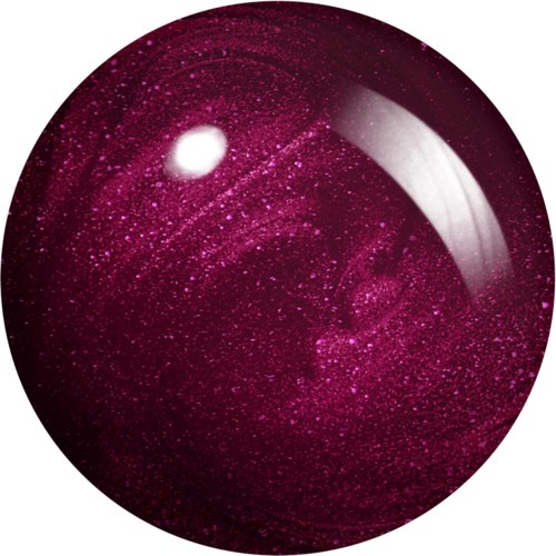 A round, shiny, purple ball with bright specks and a white highlight, resembling a marble or gemstone.