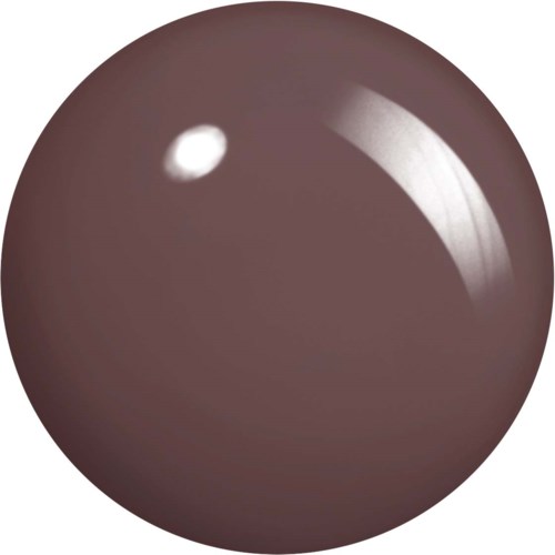 A brown spherical object with a shiny surface and a white reflection spot.