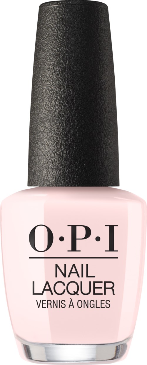 Kleine pinke Flasche Nagellack von O.P.I mit schwarzem Deckel.
