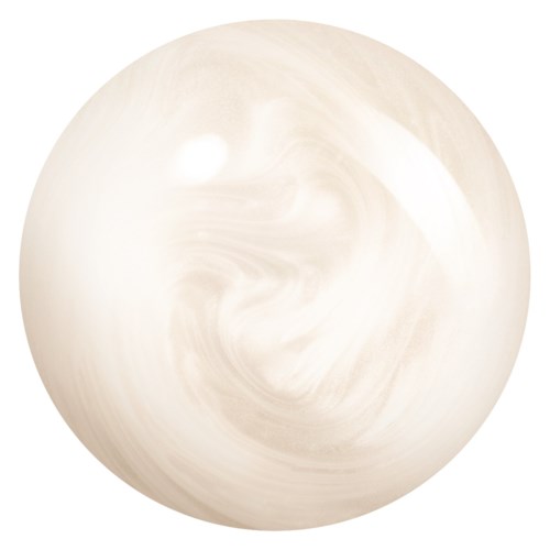 A smooth, round, cream-colored sphere with swirling patterns. It looks glossy and reflective.