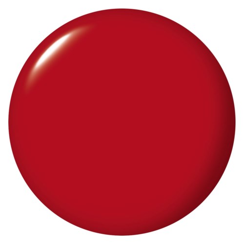 A red, shiny, smooth sphere with a bright reflection on the top left.