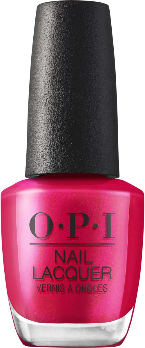 Lyserosa OPI neglelakkflaske med svart lokk og logo.