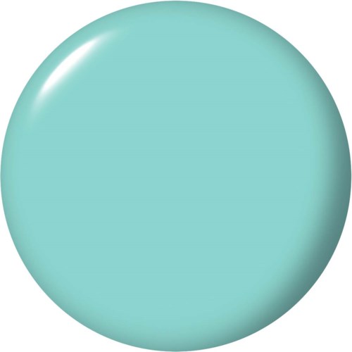 A light blue, shiny, round object with a smooth surface.