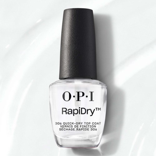 Reisegerechte klare Nagellackflasche mit schwarzem Deckel, O.P.I RapiDry.